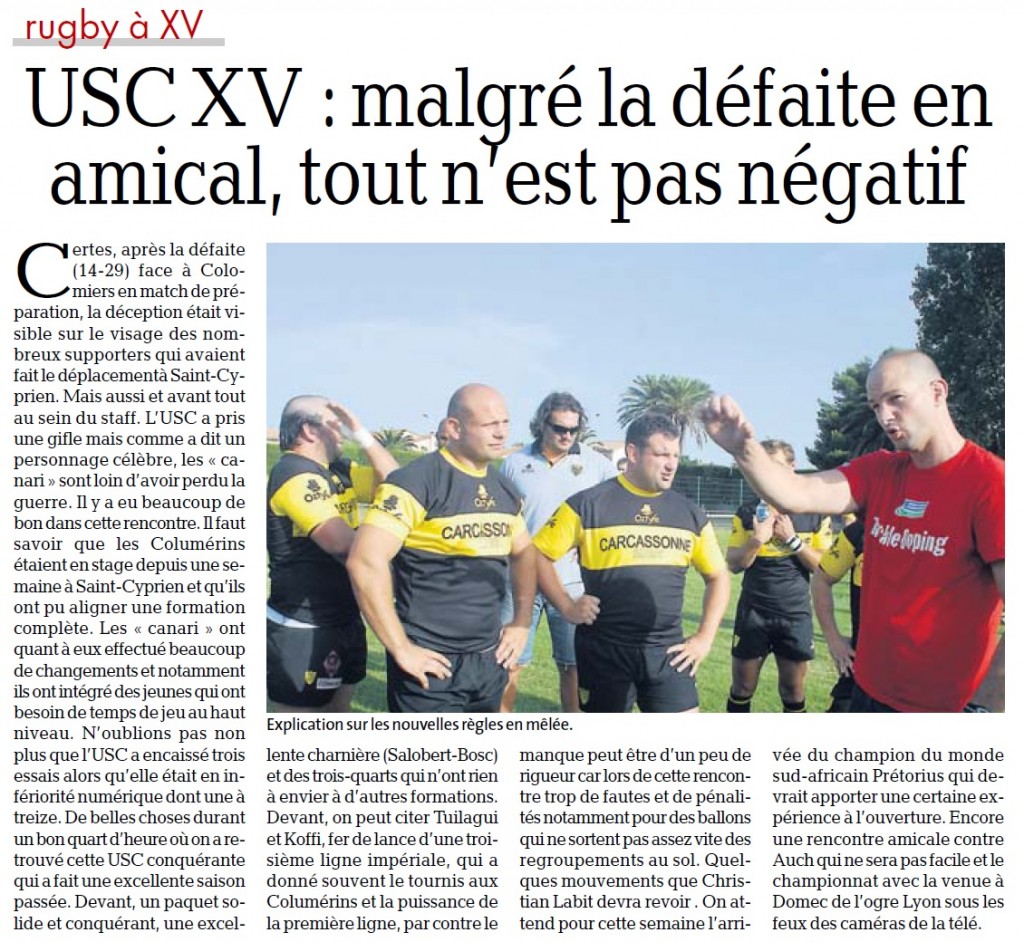 Colomiers - USC amical - Dépêche - tout n'est pas négatif