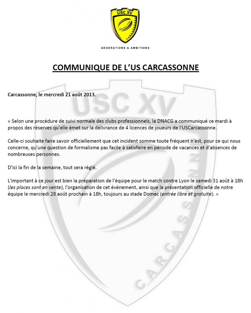 communique usc licences