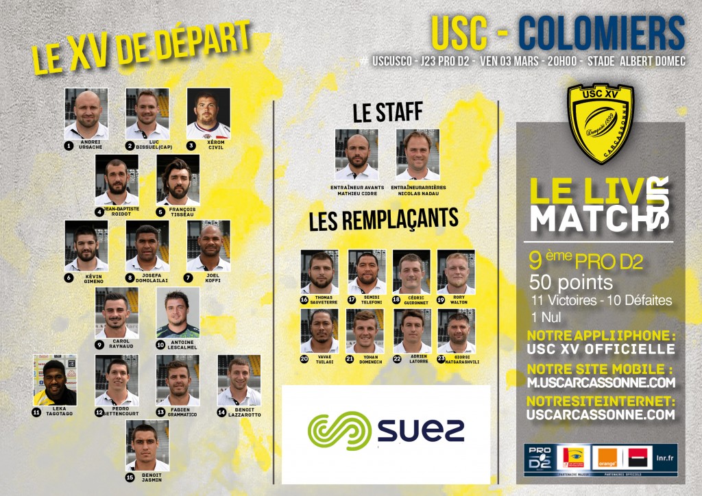 La Compo de l'USC face à Colomiers